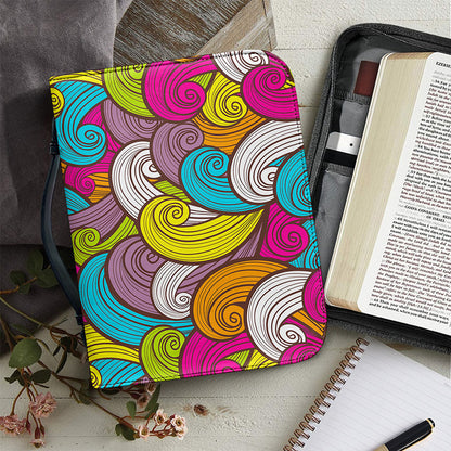 Colorful Surfing Wave Pattern Print Leather Bible Cover