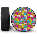 Colorful Surfing Wave Pattern Print Leather Spare Tire Cover