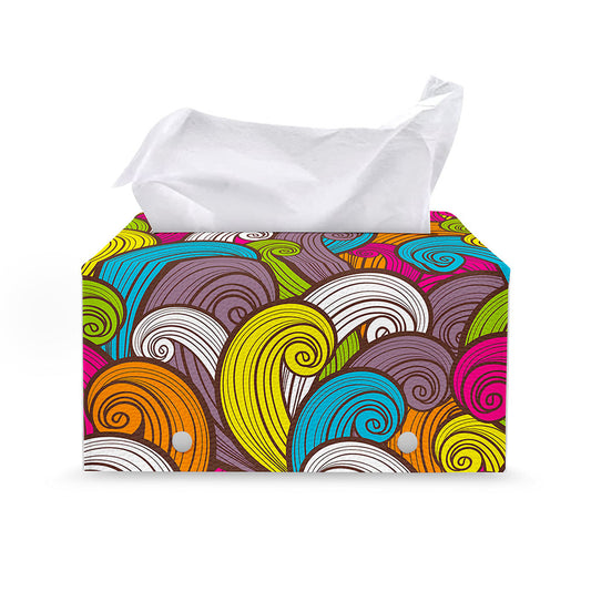 Colorful Surfing Wave Pattern Print Leather Tissue Box Cover