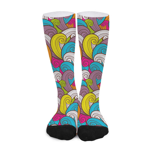 Colorful Surfing Wave Pattern Print Long Socks