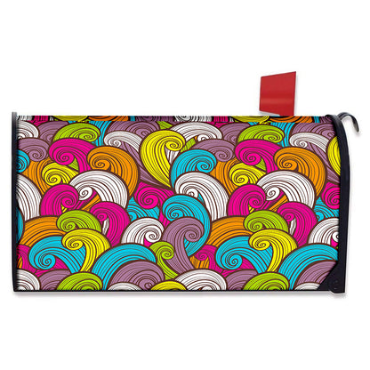 Colorful Surfing Wave Pattern Print Mailbox Cover
