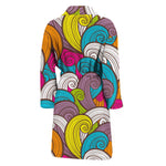 Colorful Surfing Wave Pattern Print Men's Bathrobe