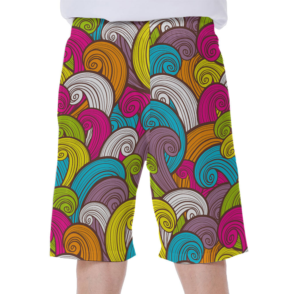 Colorful Surfing Wave Pattern Print Men's Beach Shorts