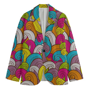 Colorful Surfing Wave Pattern Print Men's Blazer