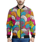 Colorful Surfing Wave Pattern Print Men's Bomber Jacket