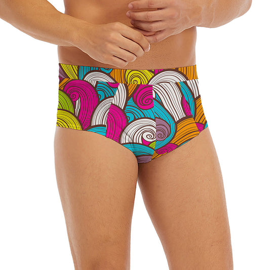 Colorful Surfing Wave Pattern Print Men's Briefs