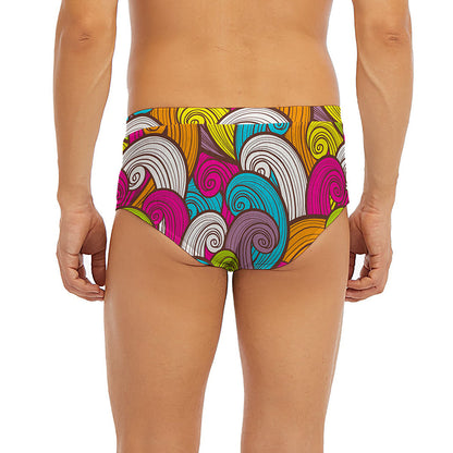Colorful Surfing Wave Pattern Print Men's Briefs