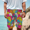 Colorful Surfing Wave Pattern Print Men's Cargo Shorts