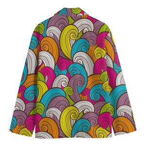 Colorful Surfing Wave Pattern Print Men's Cotton Blazer