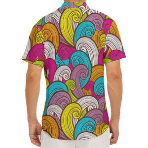 Colorful Surfing Wave Pattern Print Men's Deep V-Neck Shirt