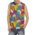 Colorful Surfing Wave Pattern Print Men's Fitness Tank Top
