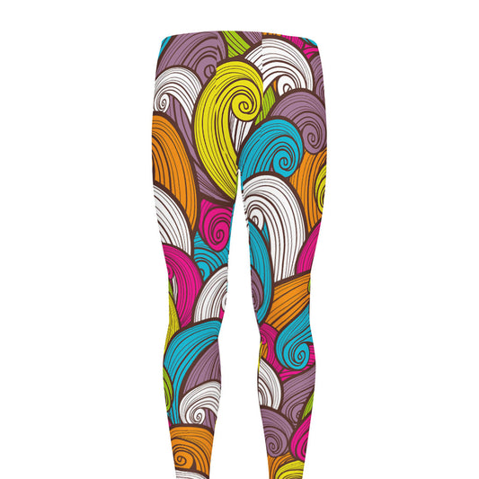 Colorful Surfing Wave Pattern Print Men's leggings