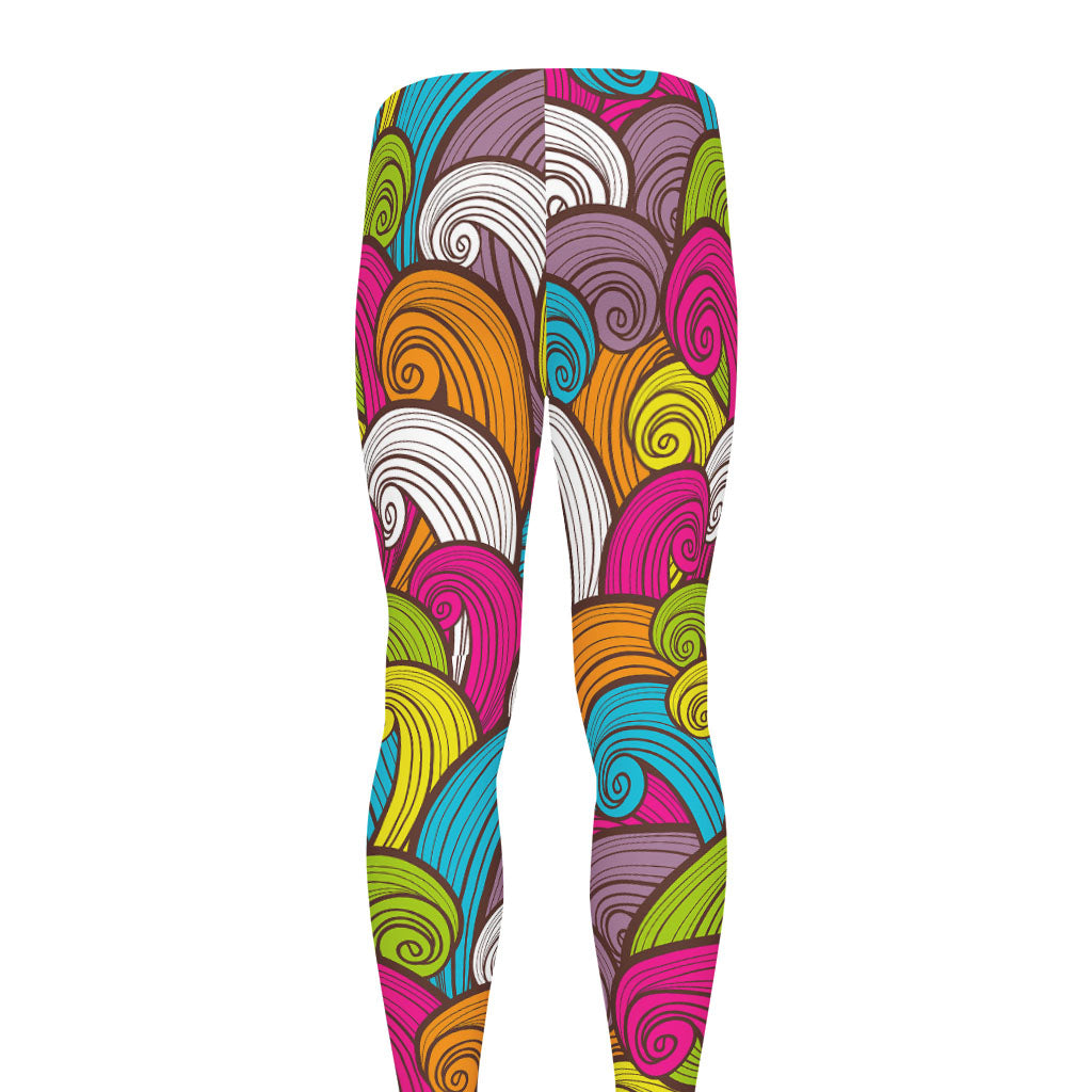 Colorful Surfing Wave Pattern Print Men's leggings