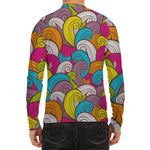 Colorful Surfing Wave Pattern Print Men's Long Sleeve Rash Guard