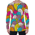 Colorful Surfing Wave Pattern Print Men's Long Sleeve T-Shirt