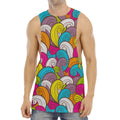 Colorful Surfing Wave Pattern Print Men's Muscle Tank Top