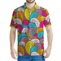 Colorful Surfing Wave Pattern Print Men's Polo Shirt