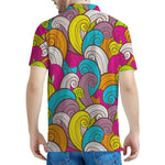 Colorful Surfing Wave Pattern Print Men's Polo Shirt