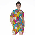 Colorful Surfing Wave Pattern Print Men's Romper