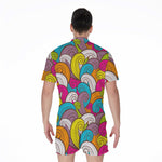Colorful Surfing Wave Pattern Print Men's Rompers
