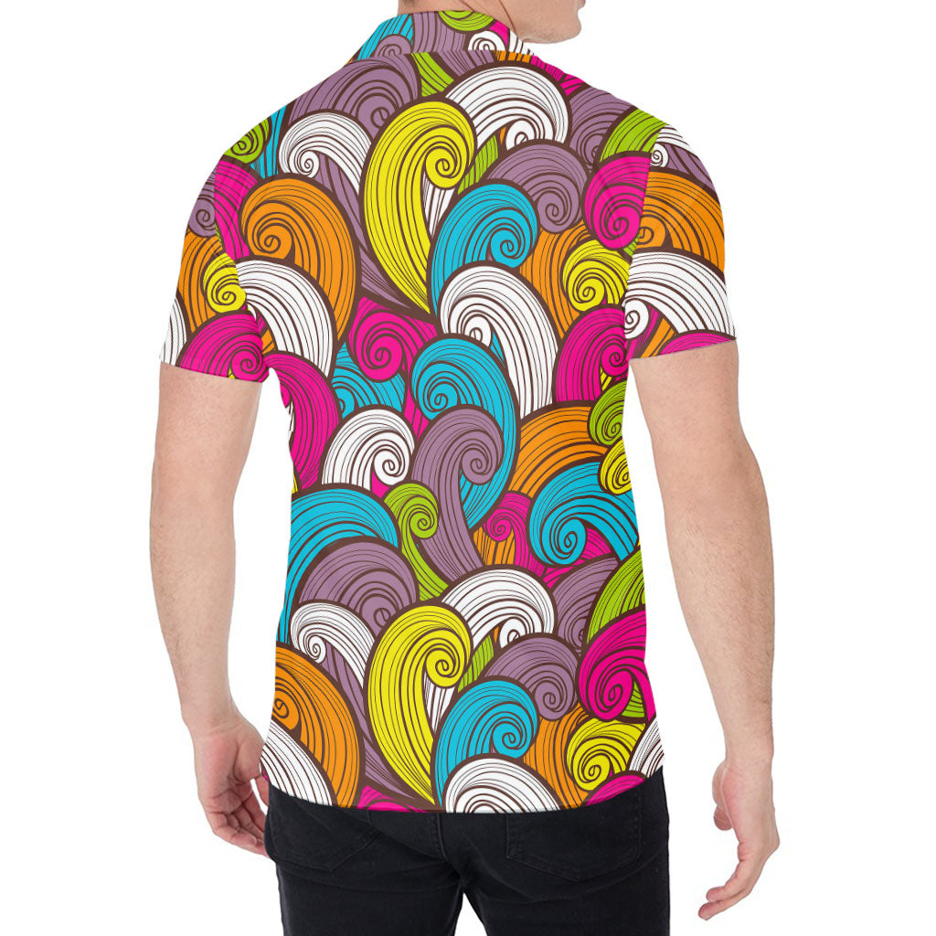 Colorful Surfing Wave Pattern Print Men's Shirt