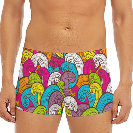 Colorful Surfing Wave Pattern Print Men's Short Boxer Briefs