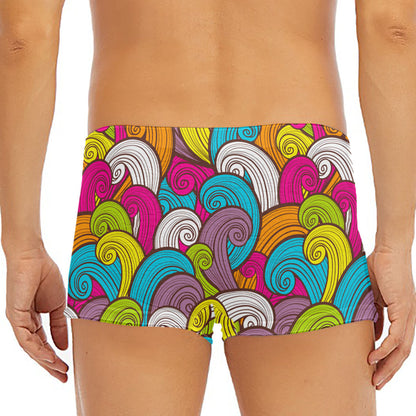 Colorful Surfing Wave Pattern Print Men's Short Boxer Briefs