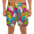 Colorful Surfing Wave Pattern Print Men's Split Running Shorts