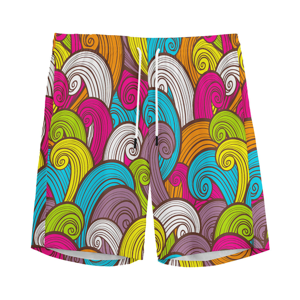 Colorful Surfing Wave Pattern Print Men's Sports Shorts