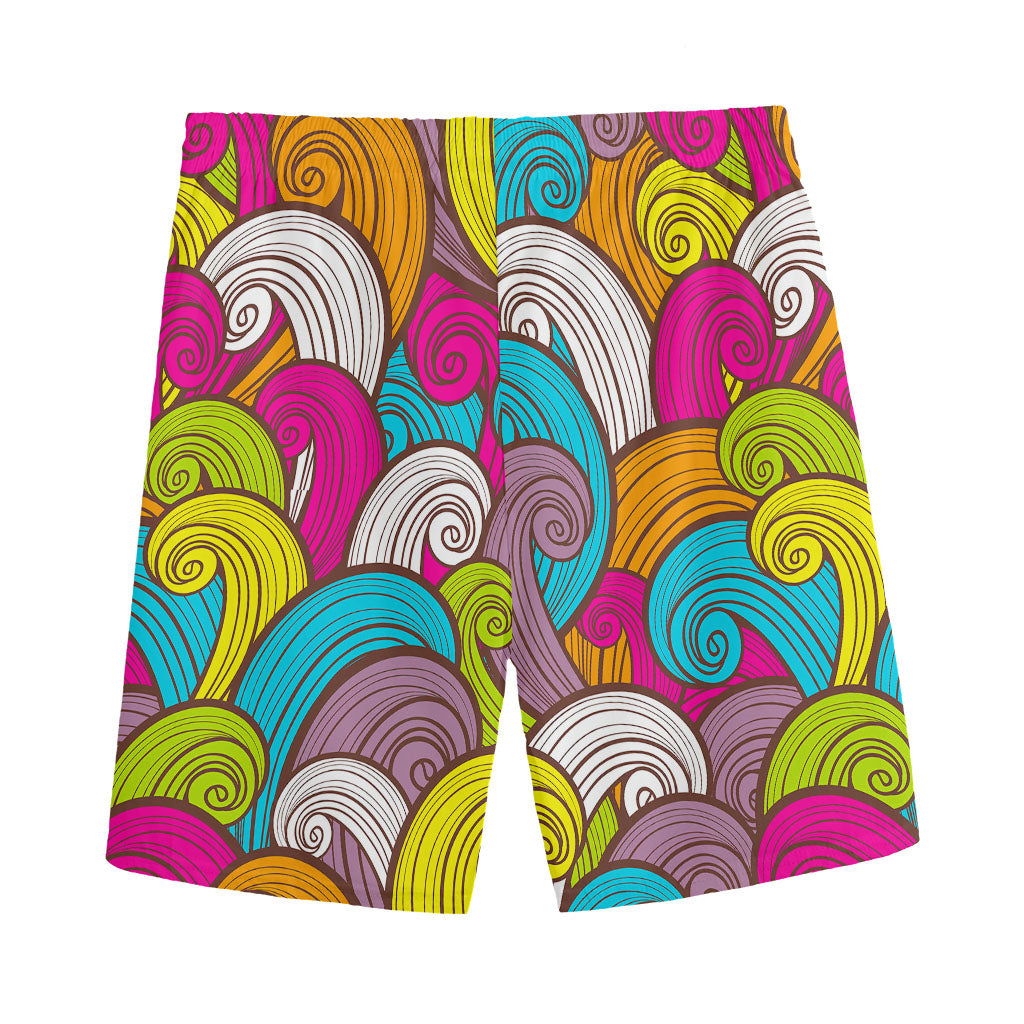 Colorful Surfing Wave Pattern Print Men's Sports Shorts