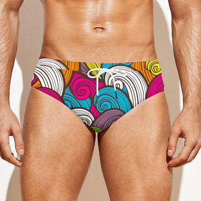 Colorful Surfing Wave Pattern Print Men's Swim Briefs