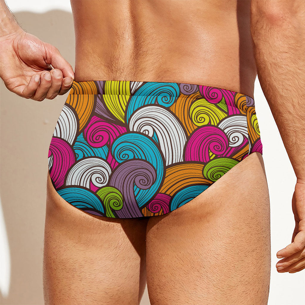 Colorful Surfing Wave Pattern Print Men's Swim Briefs