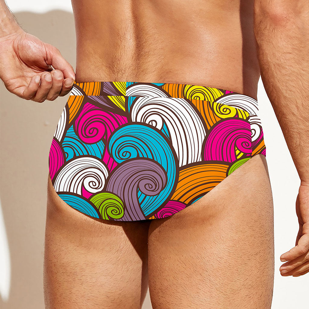 Colorful Surfing Wave Pattern Print Men's Swim Briefs