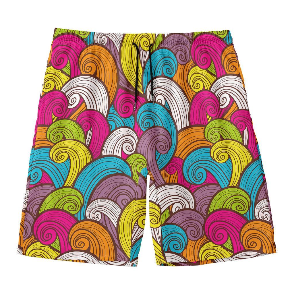 Colorful Surfing Wave Pattern Print Men's Swim Trunks