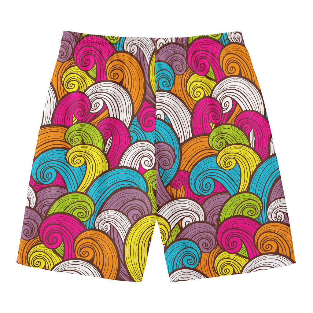 Colorful Surfing Wave Pattern Print Men's Swim Trunks