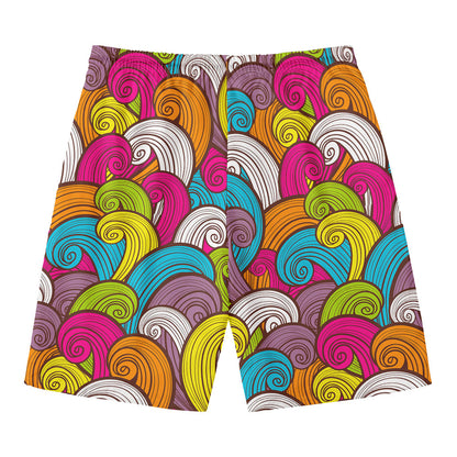 Colorful Surfing Wave Pattern Print Men's Swim Trunks