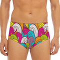 Colorful Surfing Wave Pattern Print Men's Triangle Swim Briefs