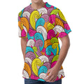 Colorful Surfing Wave Pattern Print Men's Velvet T-Shirt