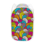 Colorful Surfing Wave Pattern Print Mesh Laundry Hamper