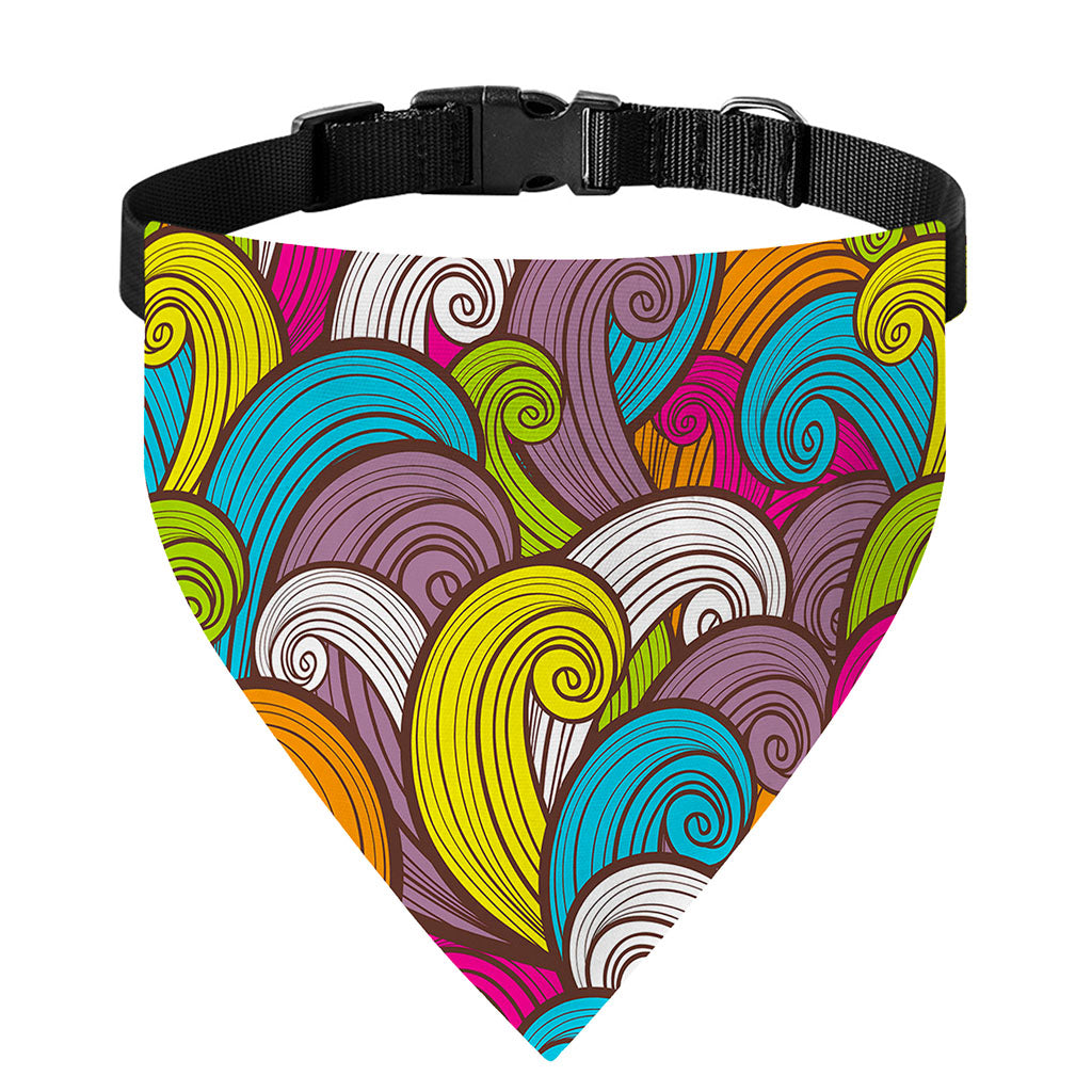 Colorful Surfing Wave Pattern Print Over The Collar Dog Bandana