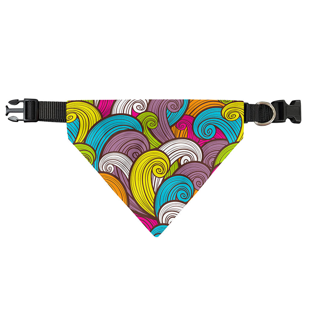 Colorful Surfing Wave Pattern Print Over The Collar Dog Bandana