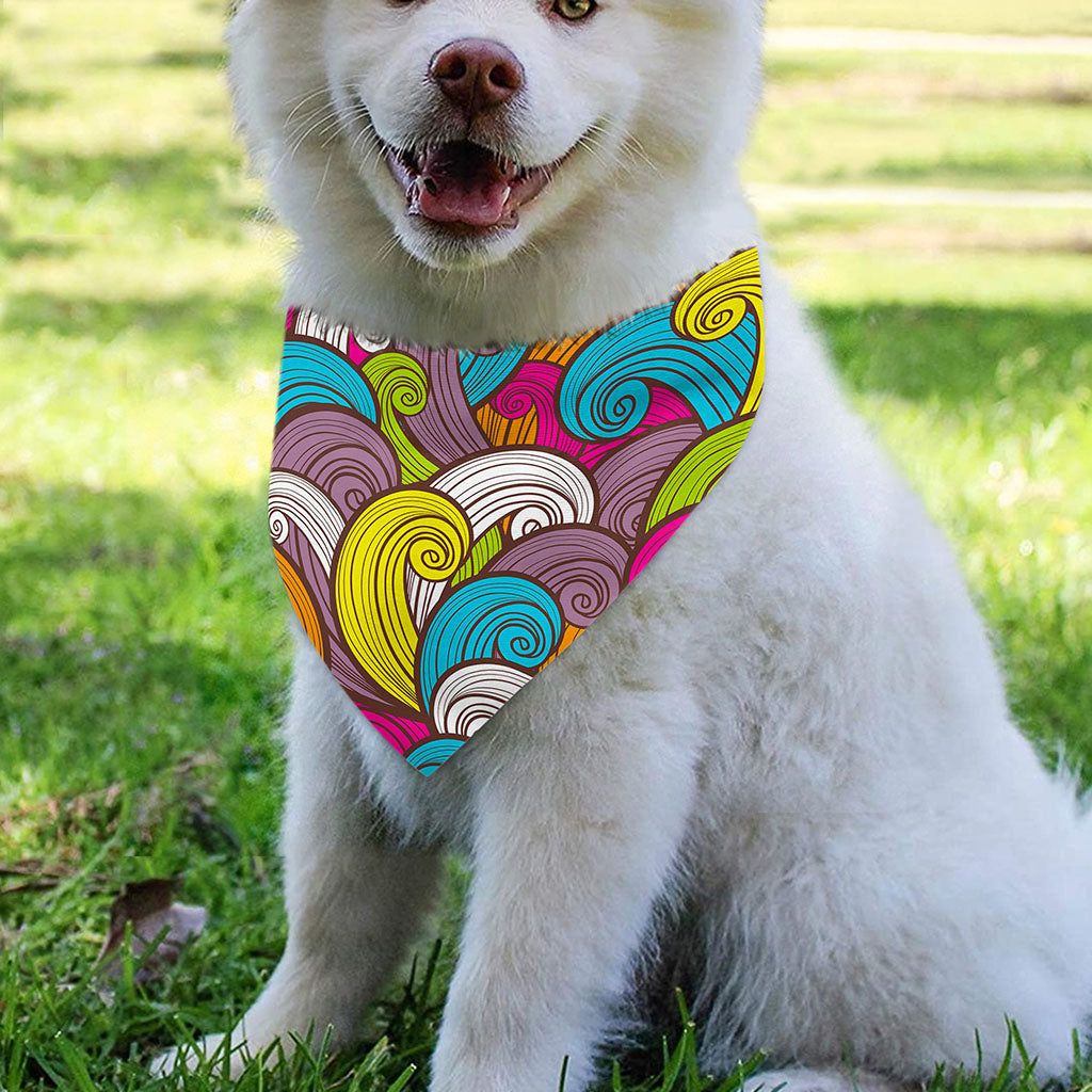 Colorful Surfing Wave Pattern Print Over The Collar Dog Bandana