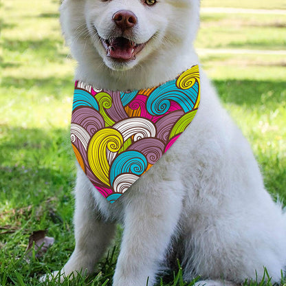 Colorful Surfing Wave Pattern Print Over The Collar Dog Bandana