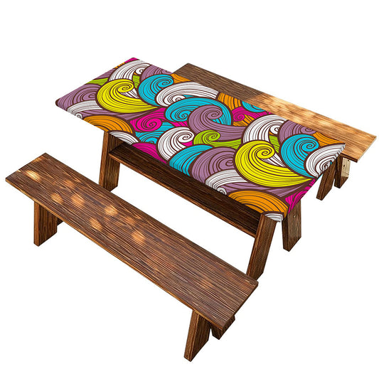 Colorful Surfing Wave Pattern Print Picnic Table Cover
