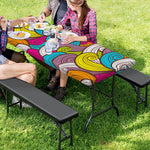 Colorful Surfing Wave Pattern Print Picnic Table Cover