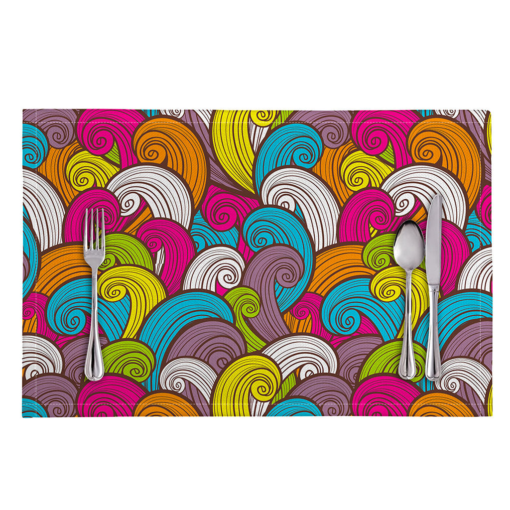 Colorful Surfing Wave Pattern Print Placemat