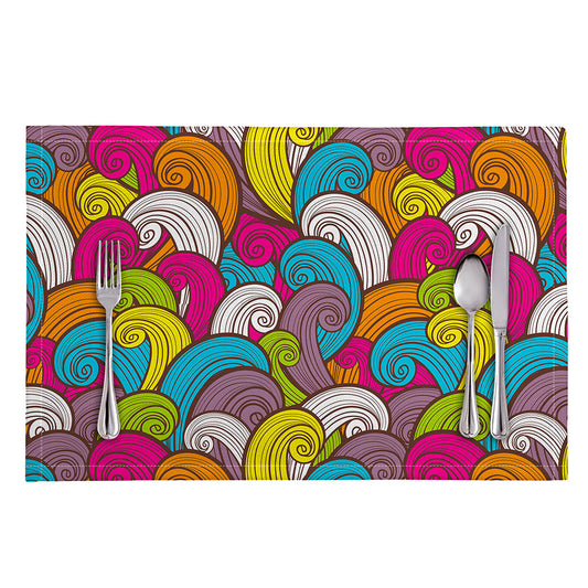 Colorful Surfing Wave Pattern Print Placemat