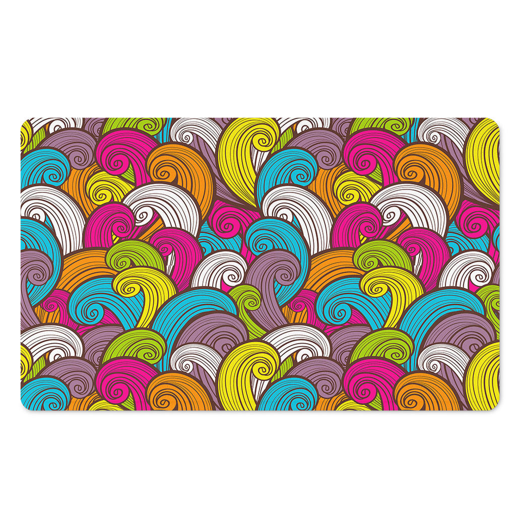 Colorful Surfing Wave Pattern Print Polyester Doormat