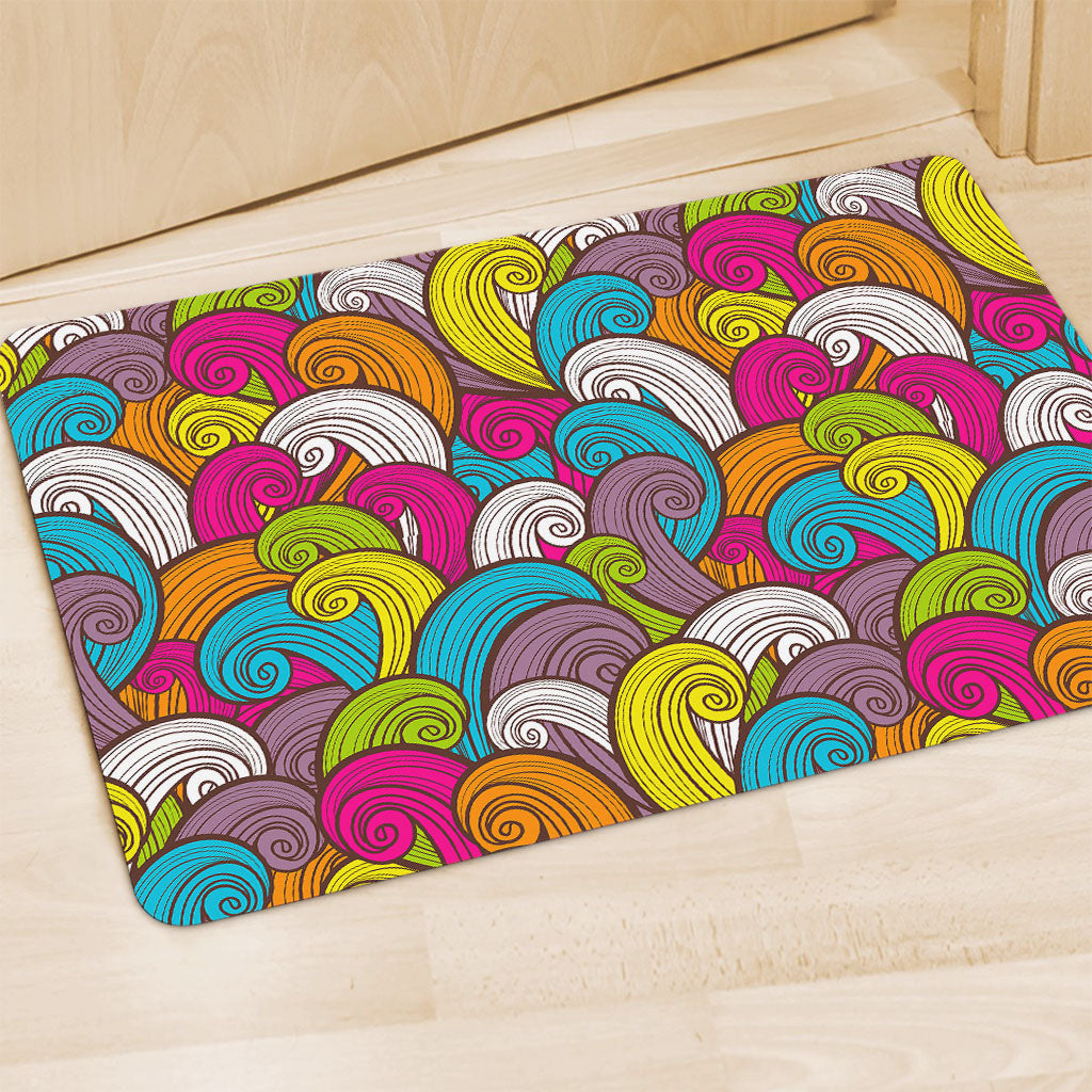 Colorful Surfing Wave Pattern Print Polyester Doormat