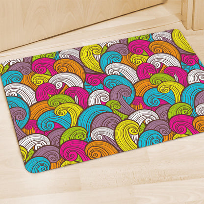 Colorful Surfing Wave Pattern Print Polyester Doormat